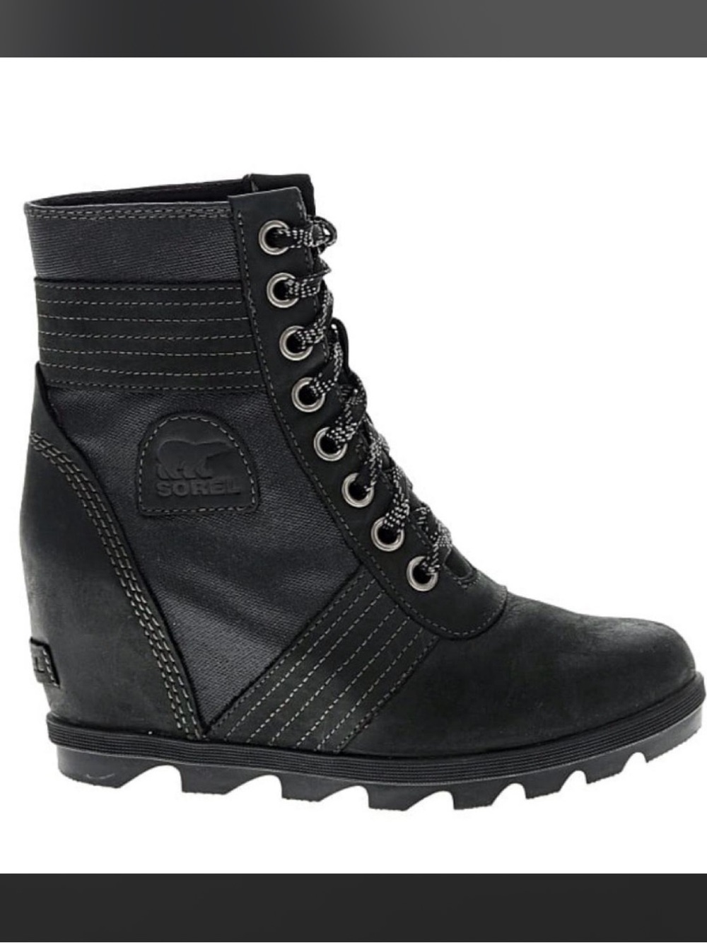Sorel Black Lace-Up Wedge Ankle Boot